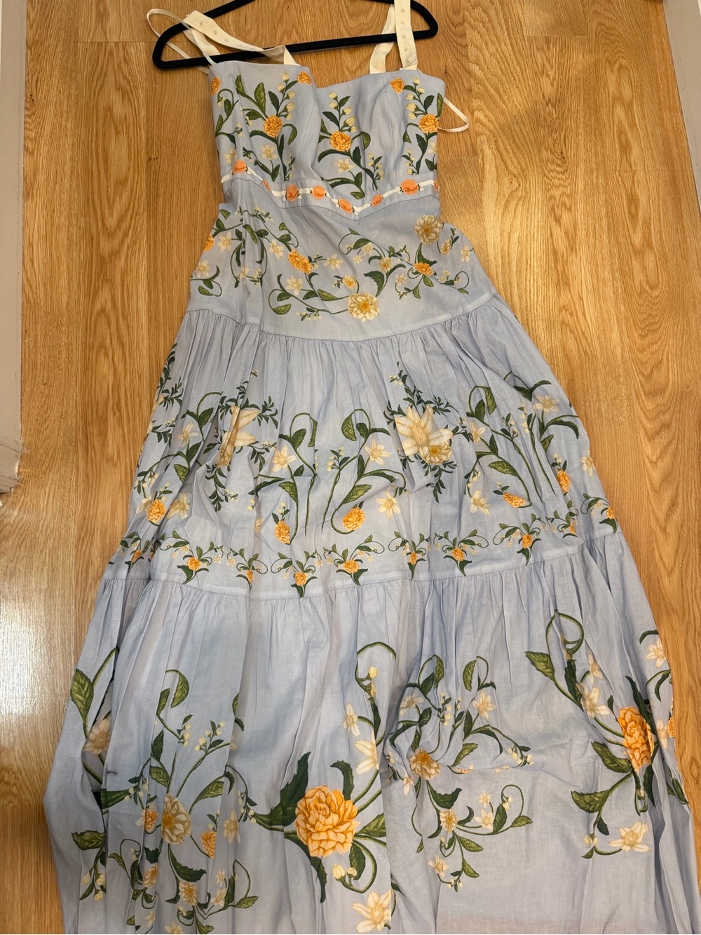 Light Blue Floral Embroidered Maxi Dress - Picture 12 of 16